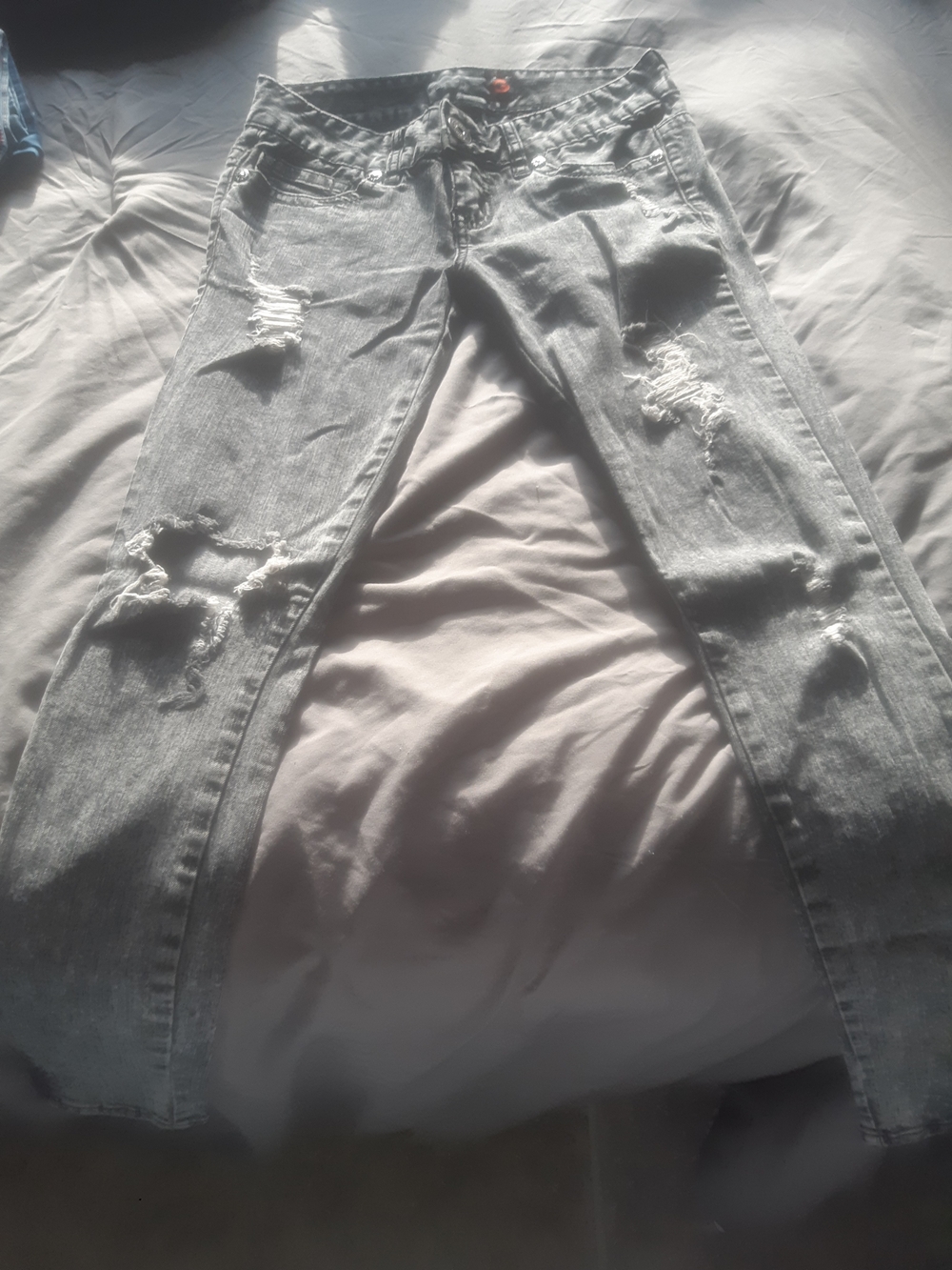 Guess Gray Distressed Skinny Jeans